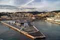 Panoramic view port of Genoa in a summer day, Italy