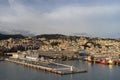 Panoramic view port of Genoa in a summer day, Italy