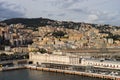 Panoramic view port of Genoa in a summer day, Italy