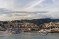 Panoramic view port of Genoa in a summer day, Italy