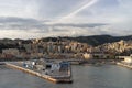 Panoramic view port of Genoa in a summer day, Italy