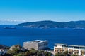 Panoramic view of the port of Gibraltar and the bay of Algeciras full of boats Royalty Free Stock Photo