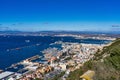 Panoramic view of the port of Gibraltar and the bay of Algeciras full of boats Royalty Free Stock Photo