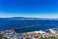 Panoramic view of the port of Gibraltar and the bay of Algeciras full of boats Royalty Free Stock Photo