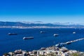 Panoramic view of the port of Gibraltar and the bay of Algeciras full of boats Royalty Free Stock Photo