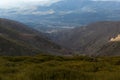 Panoramic view from the Port of Honduras in Extremadura in winter of Aldeanueva del Camino, Abadia in Valle del Ambroz