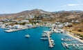 Panoramic view of Port of Ios Island, Cyclades, Greece. View from above