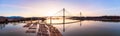 Panoramic View of Port Mann Bridge over Fraser River.