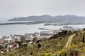 Panoramic view of the port of Perama region Greece from high Royalty Free Stock Photo