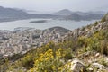 Panoramic view of the port of Perama region Greece and the Salamina island from high Royalty Free Stock Photo