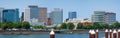 Panoramic view of Portland, Oregon skyline river front, 26th most populous city in USA Royalty Free Stock Photo