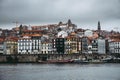 Panoramic view of Porto with Duoro river on a cloudy day, Porto cityscape