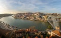 Panoramic view of Porto Skyline with Douro River and Dom Luis I Bridge - Porto, Portugal