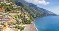 Panoramic view on Positano on Amalfi coast, Campania, Italy Royalty Free Stock Photo