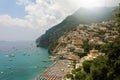 Panoramic view of Positano village in a sunny day, Amalfi Coast, Italy Royalty Free Stock Photo