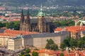 Panoramic view of Prague castle, St. Vitus Cathedral and old town from above, Czech Republic Royalty Free Stock Photo