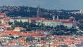 Panoramic view of Prague timelapse from the top of the Vitkov Memorial, Czech Republic