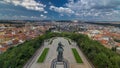 Panoramic view of Prague timelapse from the top of the Vitkov Memorial, Czech Republic