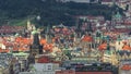 Panoramic view of Prague timelapse from the top of the Vitkov Memorial, Czech Republic