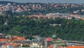 Panoramic view of Prague timelapse from the top of the Vitkov Memorial, Czech Republic