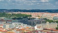 Panoramic view of Prague timelapse from the top of the Vitkov Memorial, Czech Republic