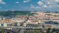 Panoramic view of Prague timelapse from the top of the Vitkov Memorial, Czech Republic