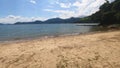 Panoramic view of Praia do Objetivo in Angra dos Reis. Beach on a sunny day, weekend at the beach. Angra dos Reis beach