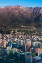 Panoramic view of Providencia district with Los Andes Mountain Range in Santiago de Chile