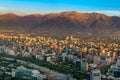 Panoramic view of Providencia district with Los Andes Mountain Range in Santiago de Chile Royalty Free Stock Photo