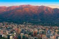 Panoramic view of Providencia district with Los Andes Mountain Range in Santiago de Chile Royalty Free Stock Photo