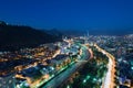 Panoramic view of Providencia and Las Condes districts and Bellavista Neighborhood in Santiago Royalty Free Stock Photo