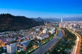 Panoramic view of Providencia and Las Condes districts in Santiago de Chile