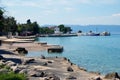 Panoramic view at public beach in Njivice on island Krk