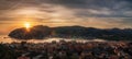 Panoramic view of Puerto de Andratx at sunset, Mallorca, Spain