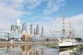 Panoramic view of Puerto Madero and the women bridge Puente de la Mujer Royalty Free Stock Photo