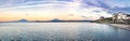 Panoramic view of Puerto Varas with Osorno and Cabulco Volcano at sunset - Puerto Varas, Chile Royalty Free Stock Photo