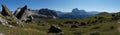 Panoramic view from puez geisler nature park and mastle alp