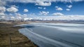 Panoramic view of a Pumoyum Co lake and Himalayes in Shannan city, Tibet Royalty Free Stock Photo