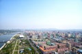 Panoramic view of Pyongyang in the morning. DPRK - North Korea. Royalty Free Stock Photo