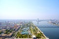 Panoramic view of Pyongyang in the morning. DPRK - North Korea. Royalty Free Stock Photo