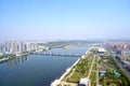 Panoramic view of Pyongyang in the morning. DPRK - North Korea. Royalty Free Stock Photo