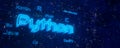 Panoramic view of Python programming language and other computer languages on technology background. Royalty Free Stock Photo