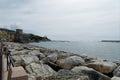 Panoramic view of Rapallo city on the Tigullio gulf . Liguria, Italy Royalty Free Stock Photo