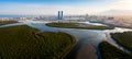 Panoramic view of Ras al Khaimah over mangrove forest in the UAE Royalty Free Stock Photo