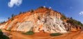 Panoramic view. Red dune and red sand pattern at Fairy Stream. Mui Ne, Vietnam Royalty Free Stock Photo