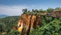 Panoramic view of red ocher cliffs around village of Roussillon, Provence