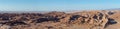 Panoramic view of the red rock and salt formations of the Valle de la Luna, Valley of the Moon, in the Atacama Desert Royalty Free Stock Photo