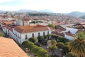 Panoramic view of red tile roofs and white walls buildings