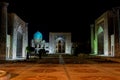 Panoramic view of Registan square at night - Samarkand, Uzbekistan Royalty Free Stock Photo
