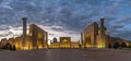 Panoramic view of Registan square, Samarkand, Uzbekistan with three madrasahs: Ulugh Beg, Tilya Kori and Sher-Dor Madrasah Royalty Free Stock Photo